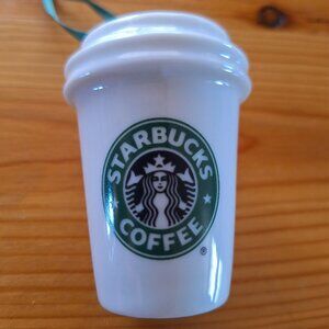 NWOT Starbucks White and Green Logo Christmas Ceramic Ornament